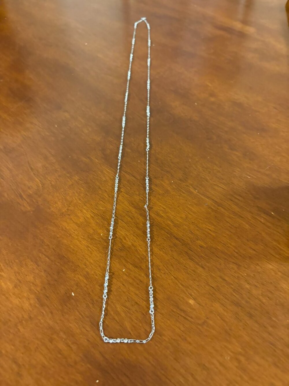 Ann Taylor Long Rhinestone Station Chain Necklace